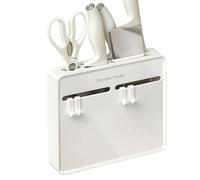 Support Mural Pour Couteau De Cuisine Avec des Crochets et une Étagère de | Porte-Ciseaux Mural Avec Des Crochets pour Éplucheur, Torchon, Éponge, Brosse, Ustensiles de Cuisine, Vaissell