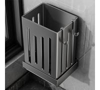 Support mural pour couverts de cuisine avec plateau d'égouttement, égouttoir à vaisselle, support multifonction 12 x 8,5 x 6,2 cm (noir)