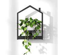 Support mural pour fleurs, pot de fleurs mural, support mural pour fleurs avec soucoupe amovible, jardinières, étagère à fleurs, support pour plantes, fixation murale pour plantes, noir EBK08HJ01