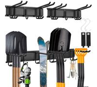 Support mural pour outils de jardinage, support mural de rangement pour garage de 81 cm, support mural pour skis, support robuste comprenant 6 fixations murales + 2 crochets pour outils de jardinage, 