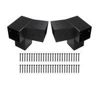 Support mural pour pergola de toit incliné pour poutre de 4 x 4 - Support de terrasse en acier noir (gauche 15° + droite 15°)
