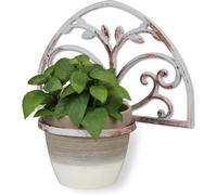 Support mural pour pots de fleurs Fonte antique Shabby Look Blanc 145 cm Ø Décoratif
