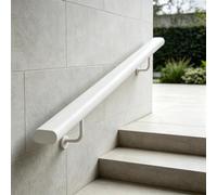 Support mural pour rampe d'escalier intérieure/extérieure - Main courante blanche pour marches en béton, terrasse, patio, jardin, balcon et trottoir avec poignée antidérapante(450cm)