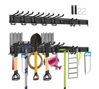 Support mural pour rangement d'outils de garage et de jardin, 3 rails, configuration polyvalente des crochets, longueur totale de 122 cm, robuste, pour outils de jardinage et outils électriques