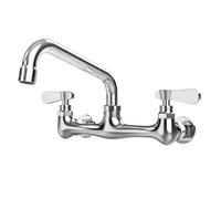 Support mural pour robinet de cuisine avec bec pivotant de 20,3 cm, évier commercial central à 2 poignées NSF sans plomb, robinet mitigeur chromé poli