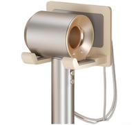 Support mural pour sèche-cheveux de salle de bain sans perçage en aluminium avec mécanisme de libération rapide, couleur crème (blanc crème)