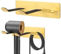 Support mural pour sèche-cheveux Ibzoa® en acier inoxydable, avec gestion des câbles et coussinets en silicone, dimensions 16,5 x 9,5 x 5 cm, fixation sans perçage, compatible avec la plupart des sèch