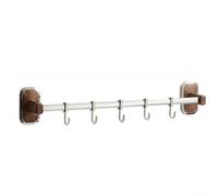Support mural pour ustensiles de cuisine en acier inoxydable avec crochets mobiles pour rangement de cuillères, fourchettes, aspect bois de noyer, installation moderne, blanc crème, 30 cm, taille A 40