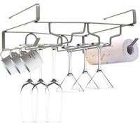 Support mural pour verres Unyqoos®, à fixer sous les meubles – support métallique revêtue par poudre, gain de place, idéal pour la cuisine et le bar, fentes de 3 à 4 cm, installation sans perçage
