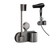 Support mural sèche-cheveux Rangement universel moderne | Porte-sèche-cheveux pour bain Rangement pour maison, appartement, hôtel, chambre, salle de bain, douche, WC, femme, épouse