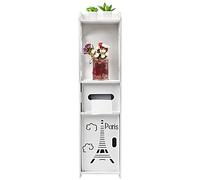 Support Papier Toilette Armoire Porte-Papier Toilette Porte Brosse WC Meuble de Salle de Bain sur Pied en Bois,Derouleur Papier Toilettes de Haute qualité avec étagères,Blanc (20*20*80 cm)
