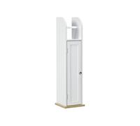 Support papier toilette - armoire pour papier toilette - porte, 2 étagères, sortie papier blanc bois clair
