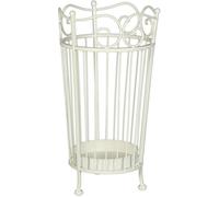 Support-parapluie Unyqoos® Antikweißer, en fer forgé – porte-parapluies élégant de style français de campagne, avec une base à trois pieds et un bac de récupération pour l'entrée et le jardin