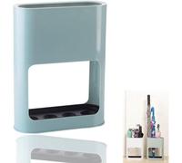 Support parapluies bleu compact Unyqoos®, avec bac de récupération d'eau amovible, en plastique – gain de place idéal pour les entrées et les bureaux, adapté aux parapluies de différentes tailles