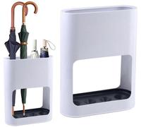 Support parapluies Unyqoos® gain de place, avec 4 compartiments, bac de récupération amovible, boîtier en ABS et base en fer robuste – design élégant pour l'entrée et le bureau