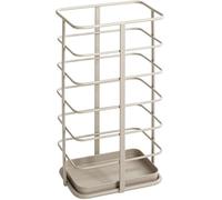Support-parapluies Unyqoos® moderne, en acier, avec revêtement gris par poudre, équipé d'un bac de récupération métallique amovible, capable de supporter jusqu'à 15 kg – idéal pour les entrées et les 