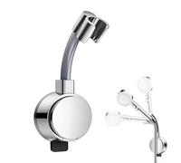 Support Pommeau de Douche Ventouse, Support Pommeau de Douche Sans Percage, Accroche Pomme de Ducha Réglable à 360°, Porte Pomme de Doucha pour Douchette, Argent