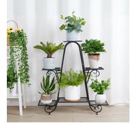 Support Pot de Fleurs en Fer - Étagères Plantes Intérieur - Porte Plantes pour Balcon, Salon, Jardin 81.5 x 21 x 85 cm