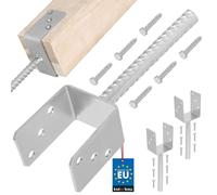 KOTARBAU® 2 pcs Support Poteau à Sceller - Acier Galvanisé - 81 mm - Argent - Pied de Poteau Bois - avec Ancrage Béton - Embase Robuste pour Clôture Jardin Terrasse