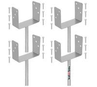 Support Poteau à Sceller- KOTARBAU® - 4 pcs- Acier Galvanisé - 161MM - Argent - Pied de Poteau Bois - avec Ancrage Béton