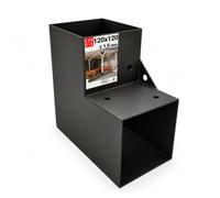 Support poteau bois 90° angle L 122x226x224x2, Connecteur bois charpente | Equerre fixation lourde métal noir, pergola jardin extérieur, tonnelle, cabane terrasse, équerre de fixation robuste