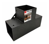 Support poteau bois 90° angle T 102x206x306x2, Connecteur bois charpente | Equerre fixation lourde métal noir, pergola jardin extérieur, tonnelle, cabane terrasse, équerre de fixation robuste
