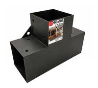 Support poteau bois 90° angle T 92x185x275x1,5, Connecteur bois charpente | Equerre fixation lourde métal noir, pergola jardin extérieur, tonnelle, cabane terrasse, équerre de fixation robuste