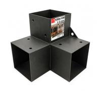 Support poteau bois 90° angle Y 102x206x202x2, Connecteur bois charpente | Equerre fixation lourde métal noir, pergola jardin extérieur, tonnelle, cabane terrasse, équerre de fixation robuste