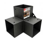 Support poteau bois 90° angle Y 122x226x222x2, Connecteur bois charpente | Equerre fixation lourde métal noir, pergola jardin extérieur, tonnelle, cabane terrasse, équerre de fixation robuste