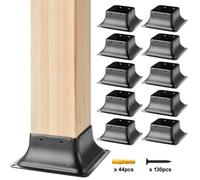 Support Poteau Bois -VEVOR- 153x153x62mm,10PCS,acier au carbone,Base de barre intérieure 91,4x91,4 mm,pour Ancrage Poteaux Standard