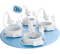 Support pour 4 ampoules E14 avec câble et interrupteur, blanc, 3,5 mètres - Douille E14 avec fiche, max. 60 W, 250 V