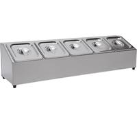 Support pour bacs GN en acier inoxydable avec 5 bacs GN et 5 couvercles Lavable en machine pour la restauration et la cuisine