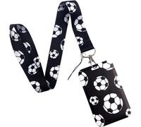 Support pour badge de football - Lanyard avec porte-nom - Accessoires d'identification - Boîtier coulissant vertical - Lanyard de 19 pouces - Noir