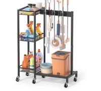 Support pour balai avec organisateur pour produits de nettoyage, meuble de rangement pour balais