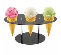 Support pour bâtonnets de glace en acrylique à 3 trous | Présentoir à snacks pour frites, sushi, anniversaire, mariage, noir