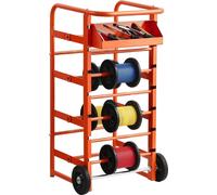 Support pour bobines de câble - Dérouleur de bobines de câble - 44 x 38,5 x 97 cm - 11 barres transversales - Roulant grâce à ses roulettes - Autoportant avec compartiment de rangement - Capacité de c