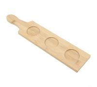 Support pour boisson en bois massif - Planche de dégustation portable pour bière, vin, mimosa - Fentes sécurisées en verre 38 x 10 cm (4 trous)
