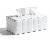 Support pour boîte de mouchoirs en cuir PU, imperméable, blanc, dimensions : 25 x 14 x 9,5 cm, idéal pour la maison, le bureau ou la voiture