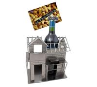 Support pour bouteilles de vin, modèle Rohbauhaus, en métal, dimensions : 20 x 31 x 12 cm, avec carte de vœux