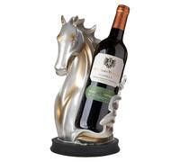 Support pour bouteilles de vin, résine écologique, hauteur de 22,2 cm, finition argentée et dorée, design en forme de tête de cheval, poids de 0,8 kg