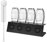 Support pour bouteilles en acier inoxydable 4 pièces - Support de fixation pour bouteilles SodaStream Crystal et Emil avec joint d'étanchéité amovible - Support pour couvercle