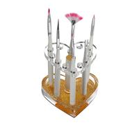 Support pour Brosse à Ongles Cœur Acrylique Transparent, Multi-slot | Pinceaux et Dotting Tools, Station de Salon ou Formation Manucure, Couleur Or, Format Portable