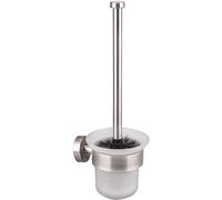 Support pour brosse WC Unyqoos® en acier inoxydable et en verre – à fixer au mur, sans perçage ni vis, brosse WC hygiénique, design économe en espace
