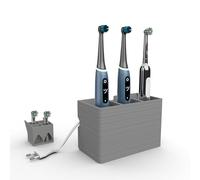 Support pour brosses à dents avec gestion des câbles pour brosses à dents électriques, cache les câbles des chargeurs, 18,3 x 9,3 x 11,5 cm, montage mural ou autonome (gris foncé, 3 compartiments)