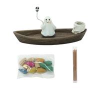 Support pour brûleur d'encens en résine, support décoratif pour encens en forme de crâne, figurine gothique | Utilisations idéales pour la création d'espaces de style zen, décoration de bureau et de