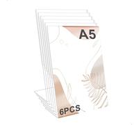 Support pour cartes, porte-menus, format A5, lot de 6 en acrylique transparent