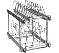 Support pour casseroles et poêles, organiseur extensible à 2 niveaux à tirer sous les armoires, supports pour plaques à biscuits et moules à pâtisserie, séparateurs métalliques réglables, support pour