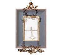 Support pour chevalet Détails de volutes avec motifs floraux, trépied | Chevalet en métal pour exposition pour famille, amis, entrée, chambre, cheminée, studio