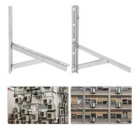 Support pour climatiseur - Fixation murale pour unité extérieure - Lot de 2 - Capacité de charge : 200 kg - Acier inoxydable 201 - Pour moteurs de 1 à 1,5 chevaux - Dimensions : 46 x 43 cm - Argent