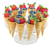 Support pour cornets glace en acrylique transparent - 16 trous ronds - Non toxique - Pour cônes glace et pop-corn
